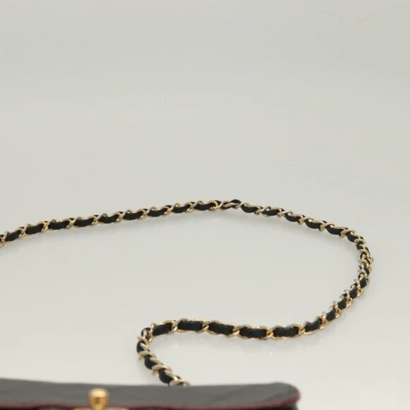 CHANEL Matelasse Chain Shoulder Bag Lamb Skin Black Gold CC Auth 133143 - Picture 9 of 16